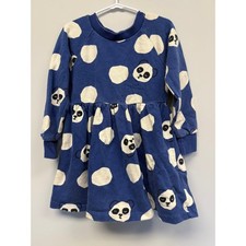 Hanna Andersson Blue Panda Polka Dot Long Sleeve Sweatshirt Dress Kids Size 4