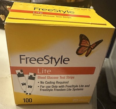 ***Freestyle Lite Test Strips*100 Ct*exp.12/31/27*Sealed*Dmg box***