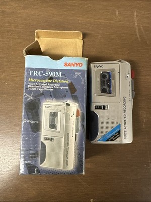 Sanyo TRC-590M Handheld Voice Activated Microcassette Recorder Silver Grey