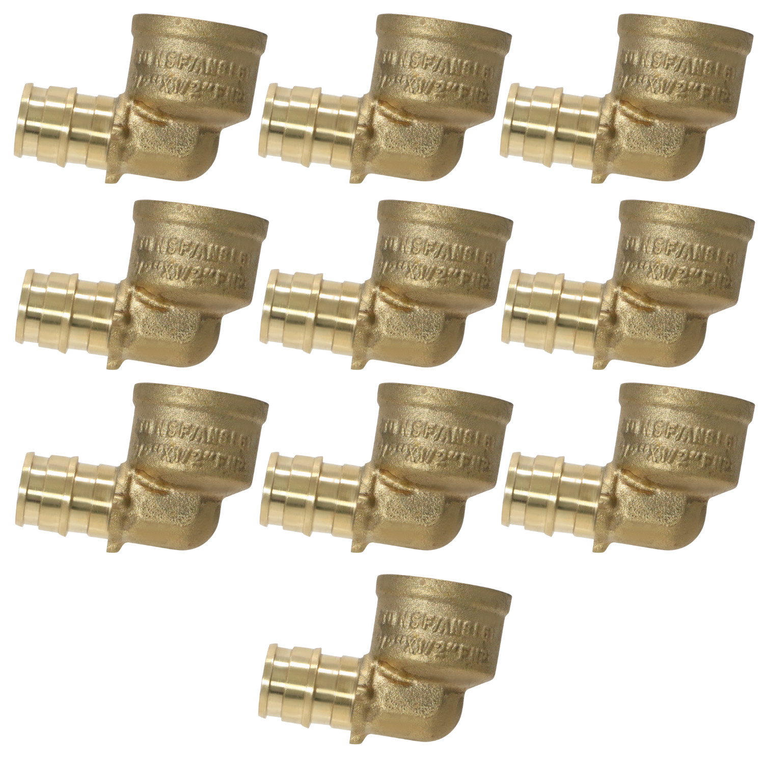 10 Pack XFITTING 1/2" PEX-A x 1/2" Female NPT Elbow, Lead Free Brass, F1960