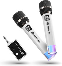 Wireless Microphones, Microphone with One-To-One Chip Connection and LED Lights,