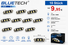 10 x  Soffitten 36mm LED Lampen Kofferraum, Spiegel,Innenraum Can Bus wei&szlig; 6000K