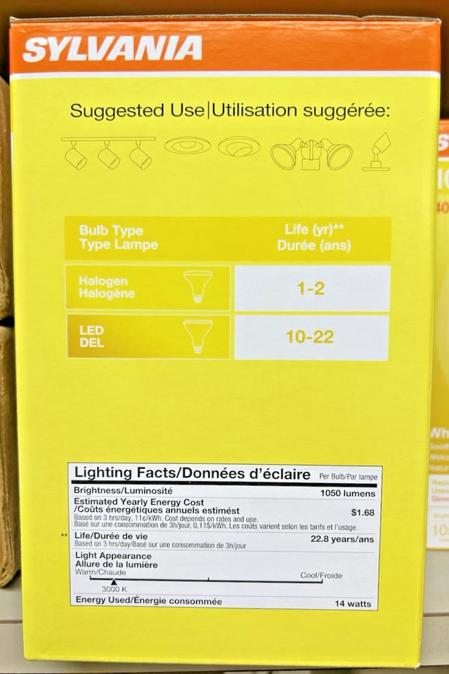 SYLVANIA 74943 14W LED PAR38 LED Bulbs Dimmable Flood 3000K 40Deg, NEW - Image 2 of 3