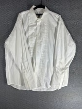 Joseph  Feiss White Tuxedo Dress Shirt Pleated French Cuff  Size 17 32/33