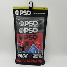 PSD Core Standard Premium Boxer Briefs 3 Pack Size Large - New- Hot Shot