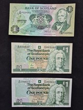 Bank Of Scotland �1 Pound Notes X 3; 1981, 1989, 1993