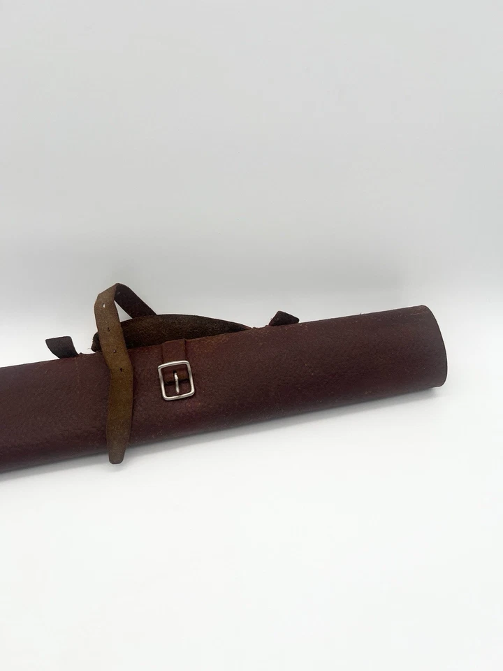 Antique 1890s Leather Document Holder Map Case Buckle Strap Ox Blood Red USA - Image 4 of 4