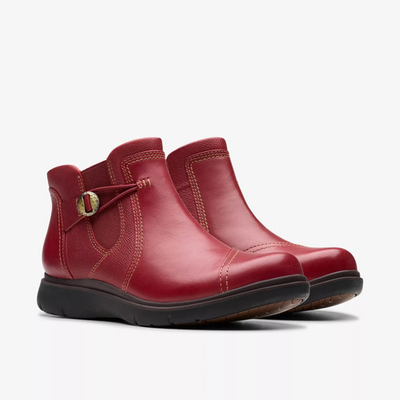 #ad SALE Clarks Collection Certina Joy Red Leather Boots Women#x27;s $86.84