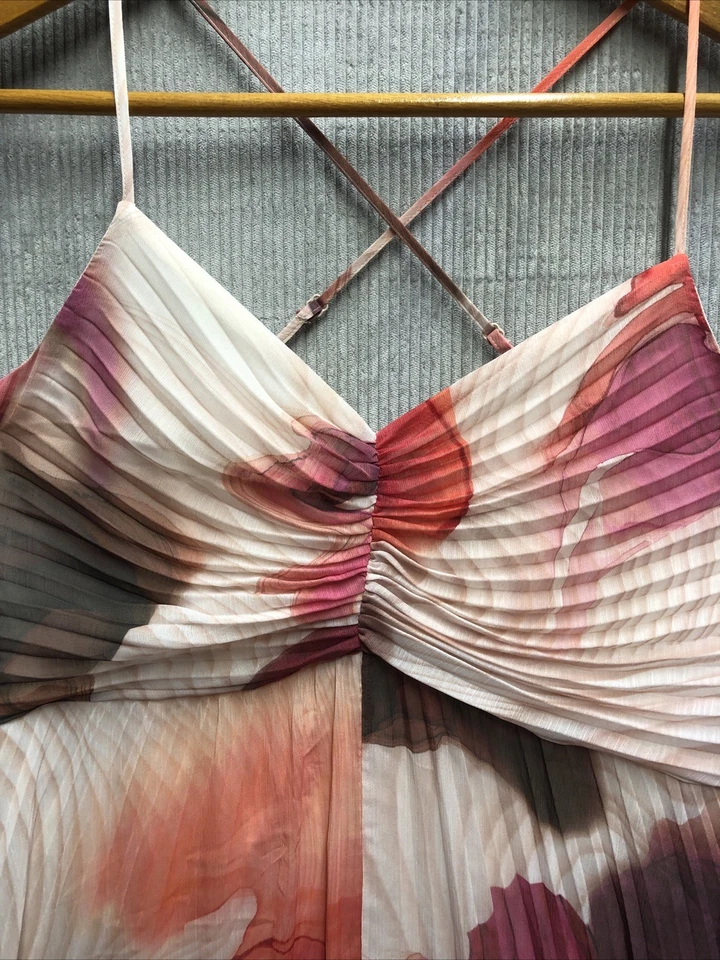 Vestido Express Talla Grande Pintura Acuarela Transparente Maxi Espaguetis Suave Femenino Foto 3 de 4