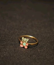 Kinderring  333 Gold Ring mit Teddybär Emaille  Gr. 42  Vintage Goldring Gepunzt