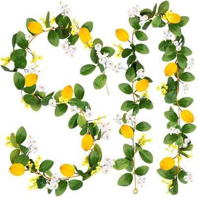 2 Pcs Artificial Lemon Flower Garland Vine, 14 Ft Fake Yellow Lemon Vines Sil...