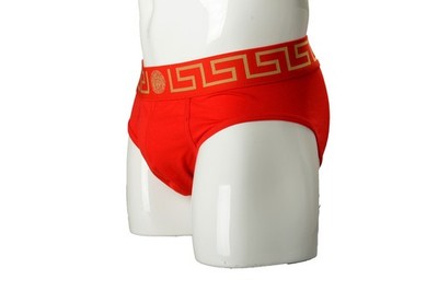 Versace Men's Red/Gold Border Low Rise Slip Underwear Versace Sz 4 US S IT 48