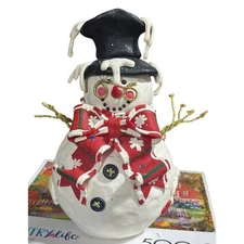 Vintage 1980's Porcelain Snowman Statue 7.5" x 4"