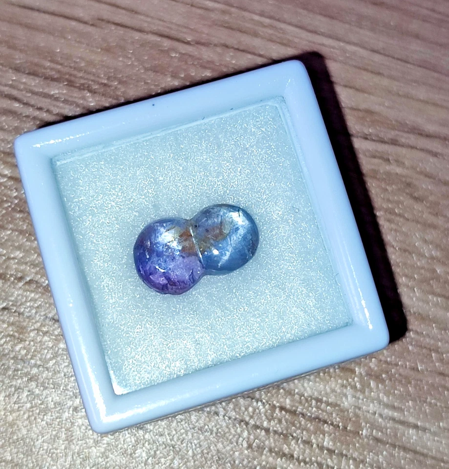 Zafiro estrella de Ceilán natural 2,80 quilates doble cabujón sin tratar gema de asterismo de 6 rayos Foto 3 de 4