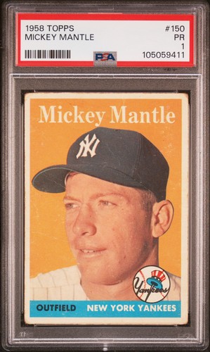 1958 Topps #150 Mickey Mantle New York Yankees HOF PSA 1 PR