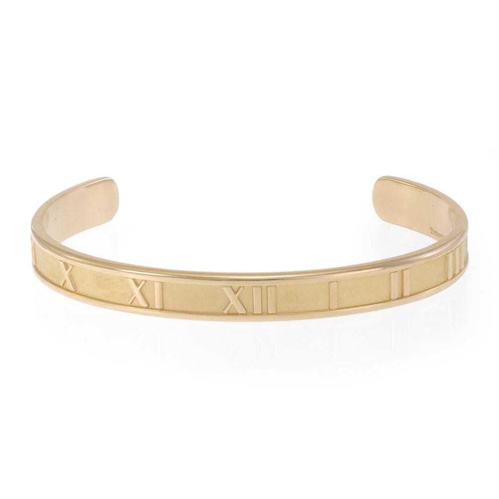 Tiffany & Co. Atlas Bracelet 18k Yellow Gold Roman Numeral Cuff | eBay