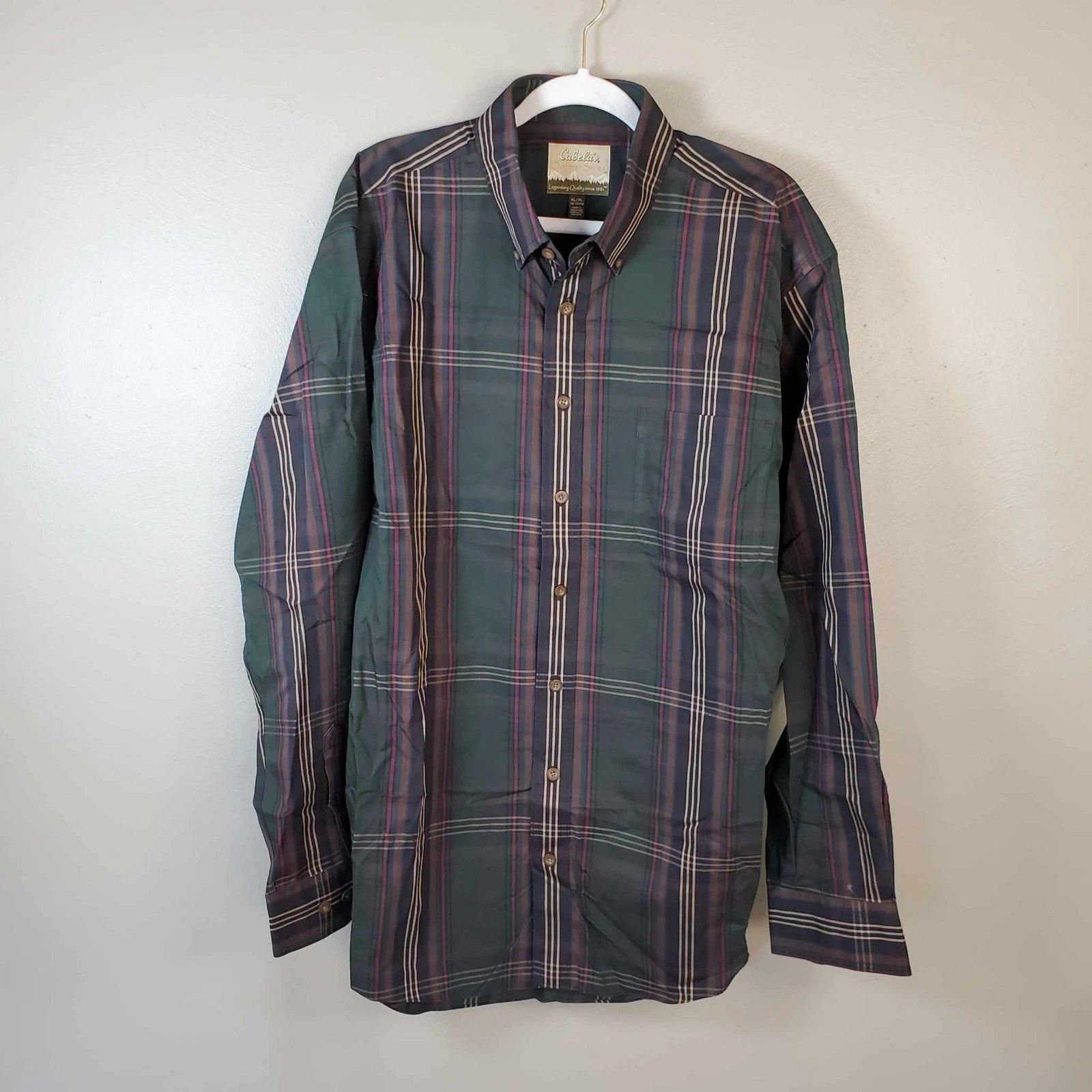 Cabelas Long Sleeve Button Up XL Mens Hunter Plaid Outdoor Work Wear Hunting