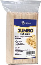 Versatile 50-Pack Jumbo Craft Sticks - Safe, Natural Wood for Kids Crafts