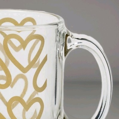 Valentine's 13oz Clear Glass Mug Target Spritz Gold Hearts NEW | eBay