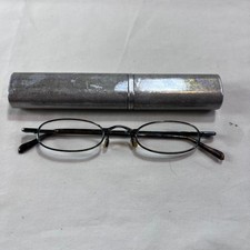 Vintage Oval Metal Reading Glasses 1.50 Magnification with Slim Metal Tube Case