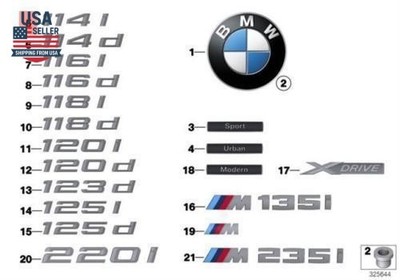 Bmw F20 F21 Emblem Adhered Rear Genuine 51147330036