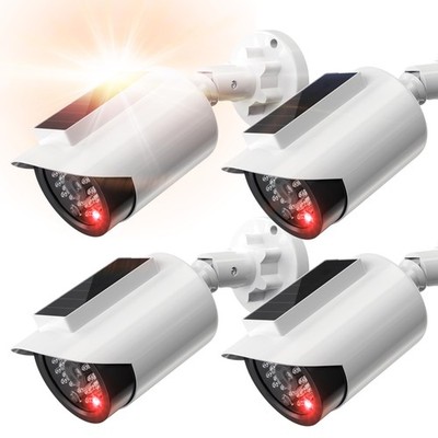 Solar Powered Fake , Bullet Shape Fake Surveillance with Red LED Light for Ni...