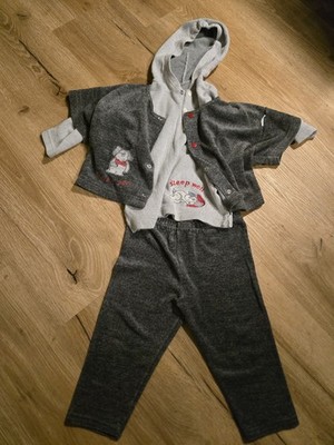 Hoodie Set Babies 3 teilig Grau Hoodie Hose Oberteil 98 Unisex