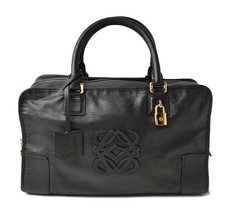 LOEWE Medium Handbag Amazona 36cm Metallic Black Leather with gold hardware