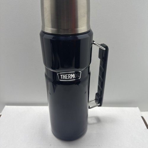 Thermos Stainless King Beverage Bottle-Hot/Cold, 40 Oz, Midnight Blue. - Picture 1 of 8