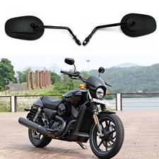 Black Long Stem Motorcycle Mirrors Custom For Harley Davidson Street 500 750 Rod