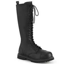 Pleaser Demonia Unisex Knee Boot 20 Eyelet Steel Toe Rubber Sole Riot