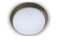 Design Led Wohnraumleuchte Opalglas Zierring Altmessing Ø25Cm Esszimmerleuchte