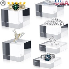 Acrylic Display Risers Set of 3 Solid Cube Stands Jewelry Figurines Medals New