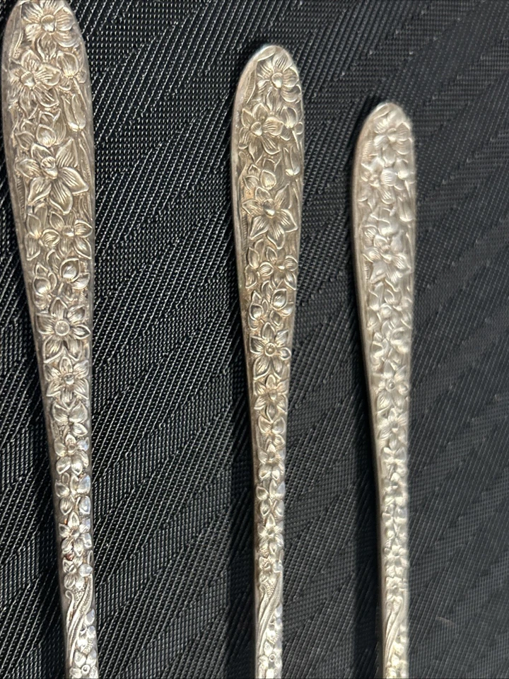 National Silver Co 7 1/2 Inch  Narcissus Ice Tea Spoons Set 3 Silver Plate - Image 2 of 3