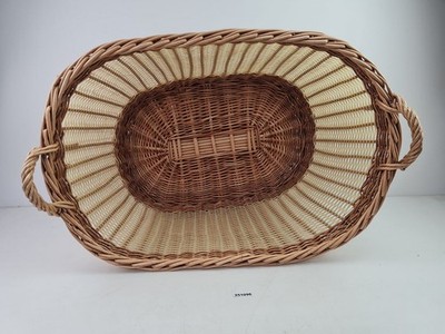 Wäschekorb Weide Kunststoff mit Griffen Vintage Aufbewahrungskorb Deko #251096