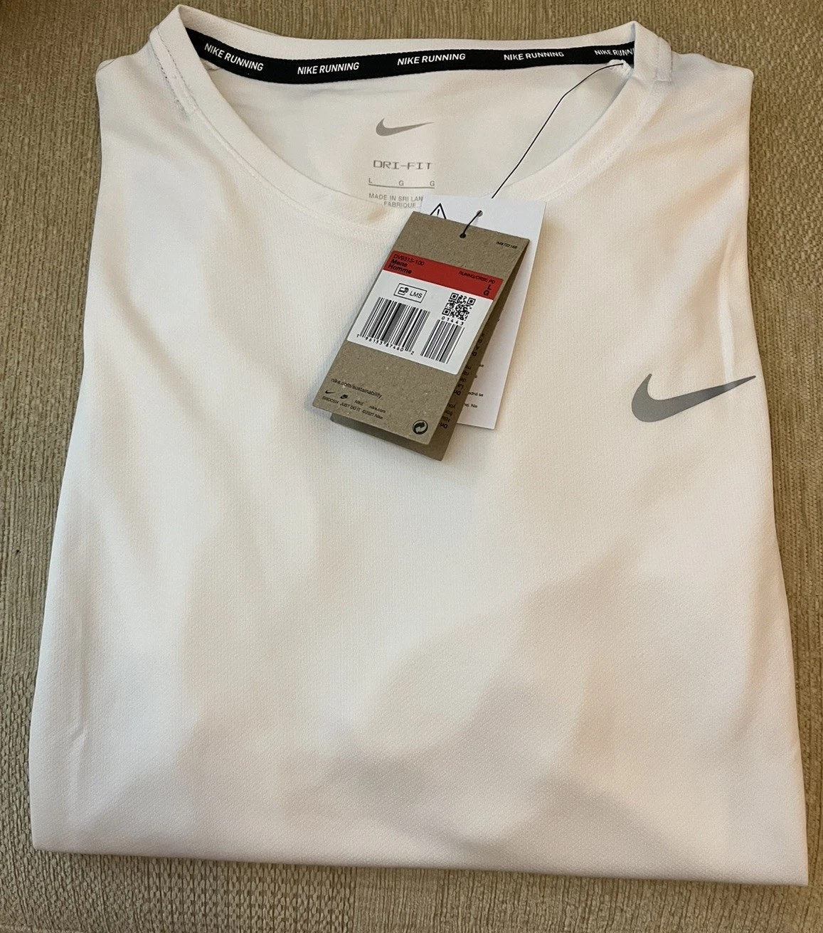 Nike Miler Dri-Fit Running Top White- Men’s size Large. New with tags