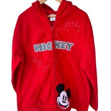 Vintage 90s Disney Mickey Mouse Red Fleece Zip Up Hoodie 2XL