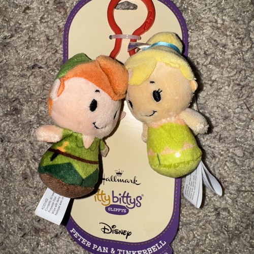 Hallmark Disney Itty Bittys Peter Pan & Tinkerbell 3" Plush Clippys Key Clip - Picture 3 of 3