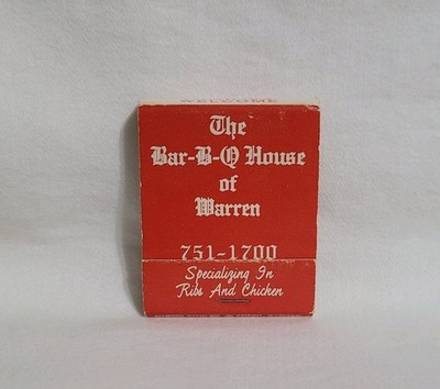 Vintage Matchbook The Bar-B-Q House Restaurant Warren Michigan Advertising Full