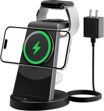 Magnetic Wireless 3in1 Charging Station: 15W Quick Charger Black 7 
