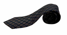 Johnny Carson 100% IMPORTED SILK Tie (Made in USA) BLUE MULTICOLOR GEOMETRIC