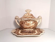 Masons Vista England Brown Soupe Tureen RARE