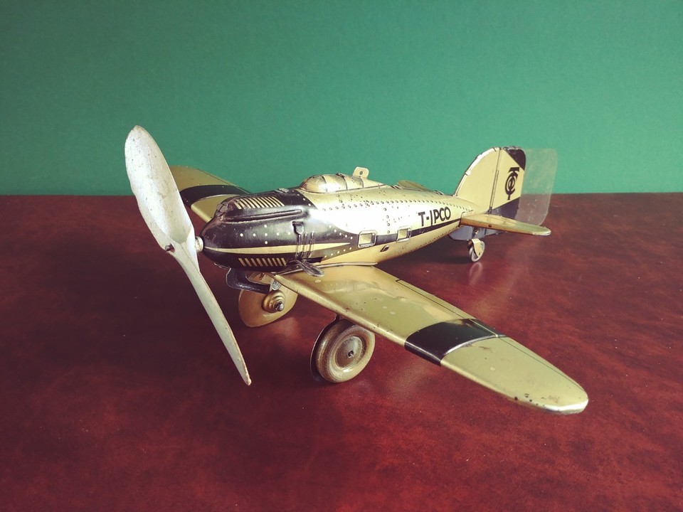 tippco tin toy airplane vintage 1930 bel état 48cm X 46 cm