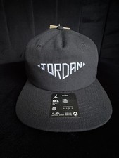 Nike Jordan Pro Unstructured Flat-Bill Snapback Hat Size M/L Black New