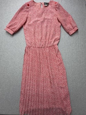 Vintage Breli Originals Dress Womens 10 Red Animal Print Fit & Flare Midi 70s