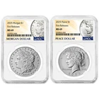 2pc Set - 2025 $1 Morgan and Peace Silver Dollar NGC MS69 FR Morgan &Peace