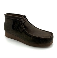 New Men Clarks Wallabee Evo Beeswax Brown Leather Rubber Bottom Lace Shoes
