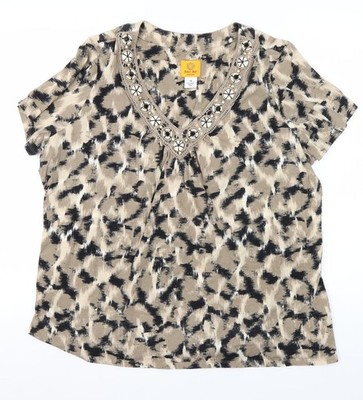 Ruby Rd. Damen T-Shirt Beige Animal Print