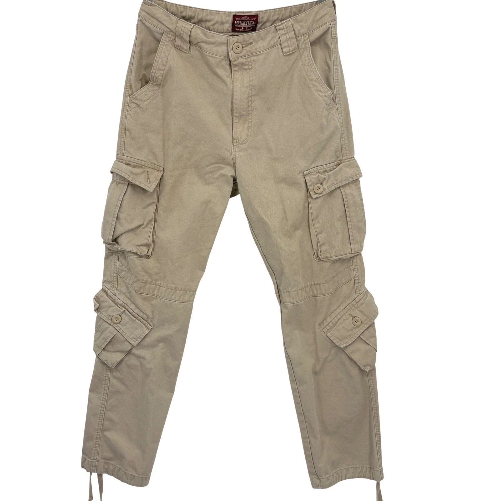 Matchstick Mens Khaki Cargo Pants Utility Workwear Multi Pocket 34x31 Gorpcore