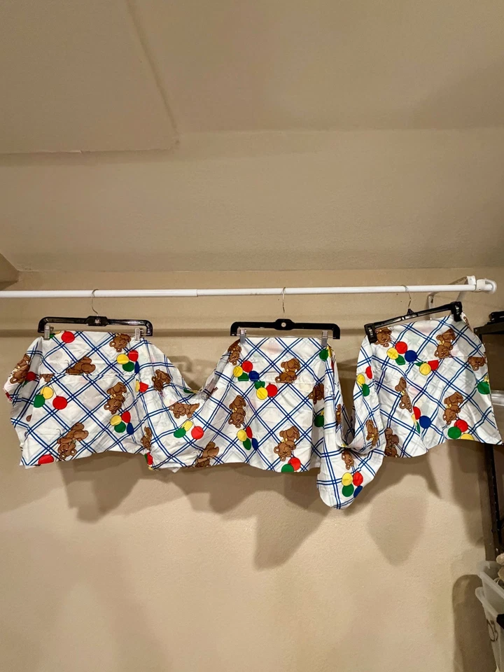 VTG Gingham Teddy Bear Panel Curtain Drapery Nursery Children Decor 70s 80s - Image 2 of 4